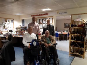 Strokeness would like to thank ShopMobility Highland(Paul Wiliamson,Norman Macleod(Alan Reeks Strokeness) Lachie Smith) For the Two Scooters they donated to our members